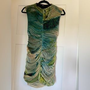Zara Green Print Mini Dress